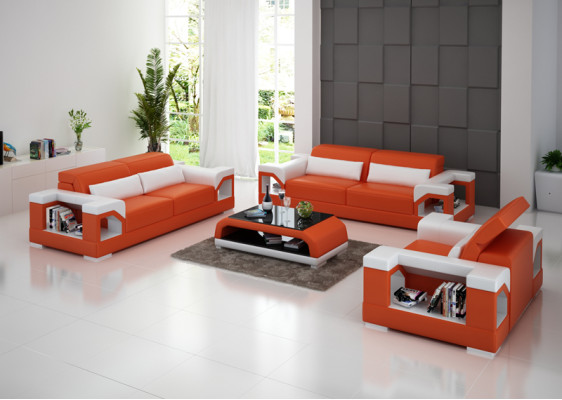 Ledersofa Couch Sofagarnitur Set 3+2+1Sitzer Garnitur Design Modern Sofa mit USB