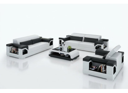 Ledersofa Couch Sofagarnitur Set 3+2+1Sitzer Garnitur Design Modern Sofa mit USB