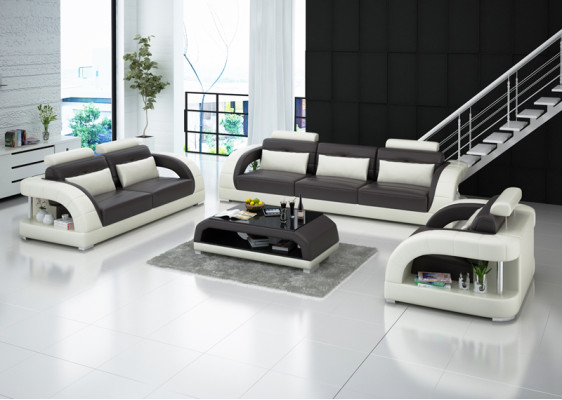 Design Ledersofa Couch Garnituren 3+2+1 Sitzer Garnitur Sofagarnitur Sofa USB