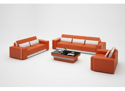 Ledersofa mit USB,Couch Wohnlandschaft Sofagarnitur Sofa Garnitur Design Modern