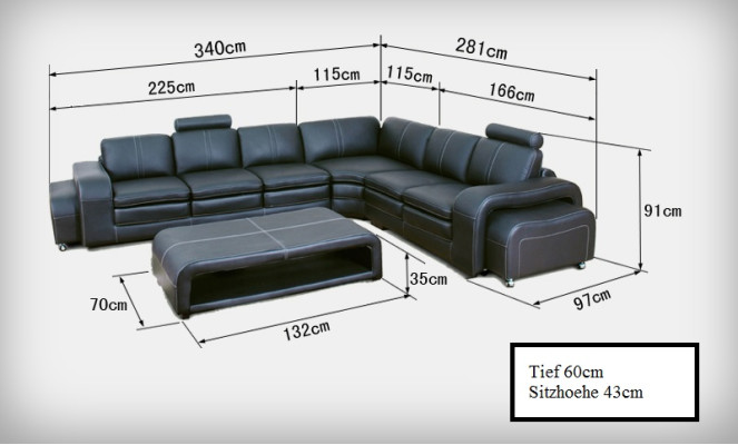 Design Ledersofa mit USB Couch Wohnlandschaft Ecksofa Eck Moderne Garnitur Neu