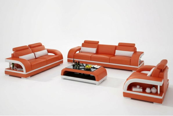 Designer Sofagarnitur Ledersofa mit USB Set 3+2+1 Garnitur Sofa Couch Garnituren