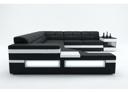 Designersofa Sofa USB Wohnlandschaft Ecksofa Wohnlandschaft Polster Couch LED