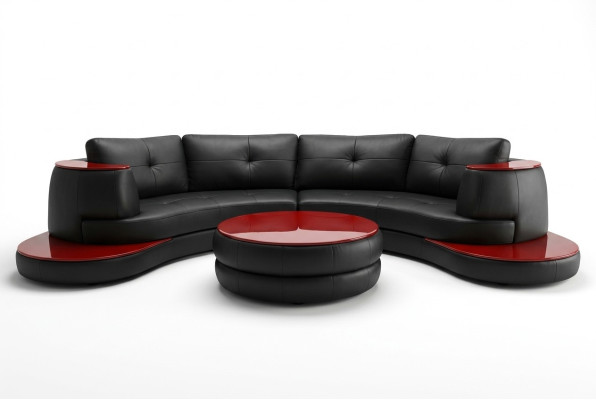Designer Runde USB Ecksofa Wohnlandschaft Rundsofa Ledersofa Couch Sofa UForm