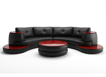 Designer Runde USB Ecksofa Wohnlandschaft Rundsofa Ledersofa Couch Sofa UForm