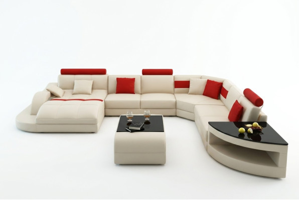 Multifunktion XXL Big Ledersofa Sofa mit USB,Eck Wohnlandschaft Ecksofa Polster