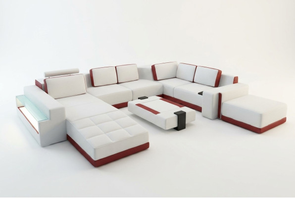 Sofa Couch Ecksofa Valentin UForm Luxus Designersofa Ledercouch LED Leder Modern