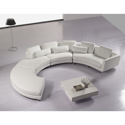 Ecksofa Moderne Rundcouch Runde Eck Polster Sofa Sitz Garnitur Leder Couch + USB