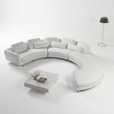 Ecksofa Moderne Rundcouch Runde Eck Polster Sofa Sitz Garnitur Leder Couch + USB