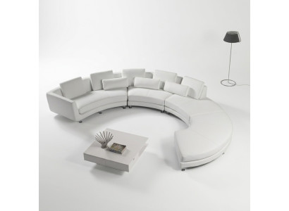 Ecksofa Moderne Rundcouch Runde Eck Polster Sofa Sitz Garnitur Leder Couch + USB