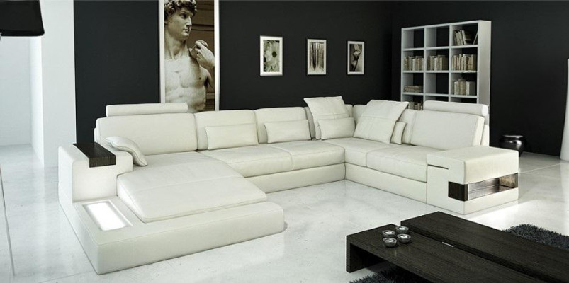 Eckcouch Wohnzimmer Couch Ecksofa Sofa Polster Eckgarnitur Wohnlandschaft + USB