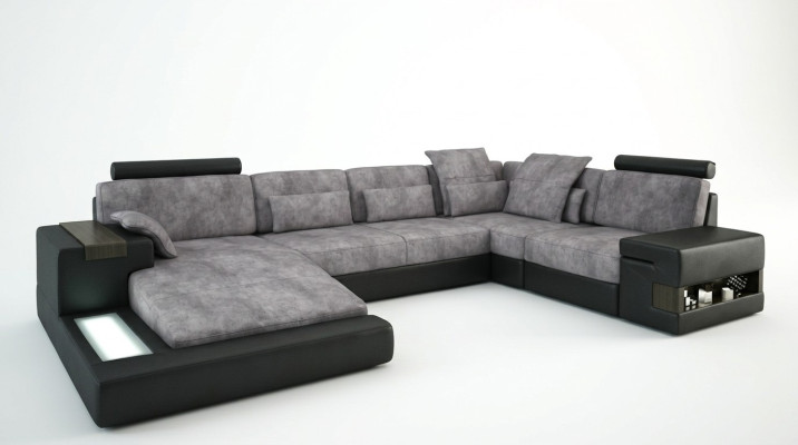 Eckcouch Wohnzimmer Couch Ecksofa Sofa Polster Eckgarnitur Wohnlandschaft + USB