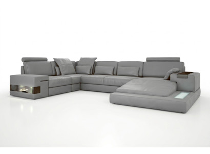 Leder Design Sofa Couch Polster Ecksofa Garnitur Wohnlandschaft Ecksofa mit USB