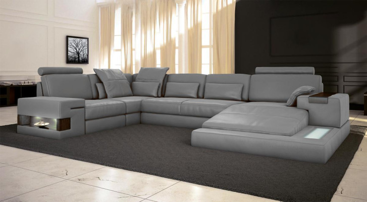 Textil Stoffsofa Sofa Couch Polster Wohnlandschaft Design Sofas Ecksofa USB LED