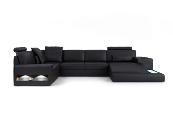 Textil Stoffsofa Sofa Couch Polster Wohnlandschaft Design Sofas Ecksofa USB LED