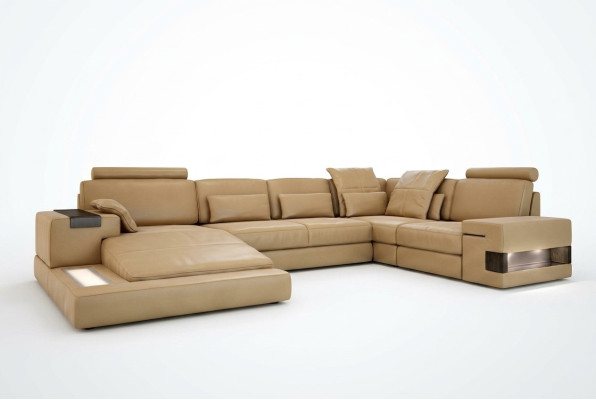 Wohnlandschaft Polster Couch Garnitur Big Sofa Bellini Design Ledersofa mit USB