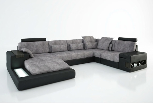Design Leder Sofa Couch Polster Garnitur Wohnlandschaft Sofas Couchen mit USB