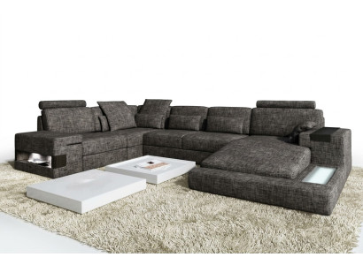 Ecksofa Ledersofa Sofa USB Polster Garnitur Form XXL Big Sofas Wohnlandschaft