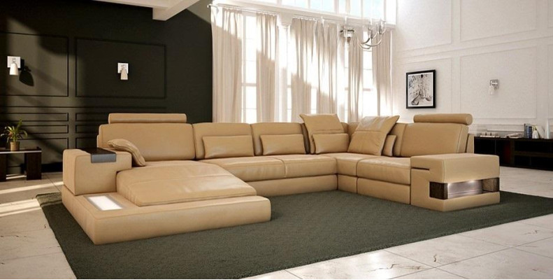 Design Sofa Ecksofa + USB Couch Garnitur Polster Sitz Ecke Sofas Wohnlandschaft