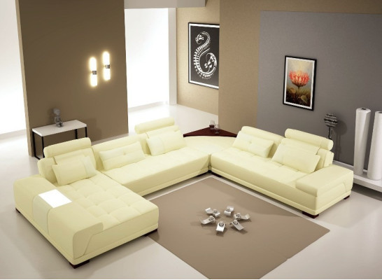Wohnlandschaft Couch Polster Eck Garnitur Designer Ledersofa Big Sofa Neu + USB