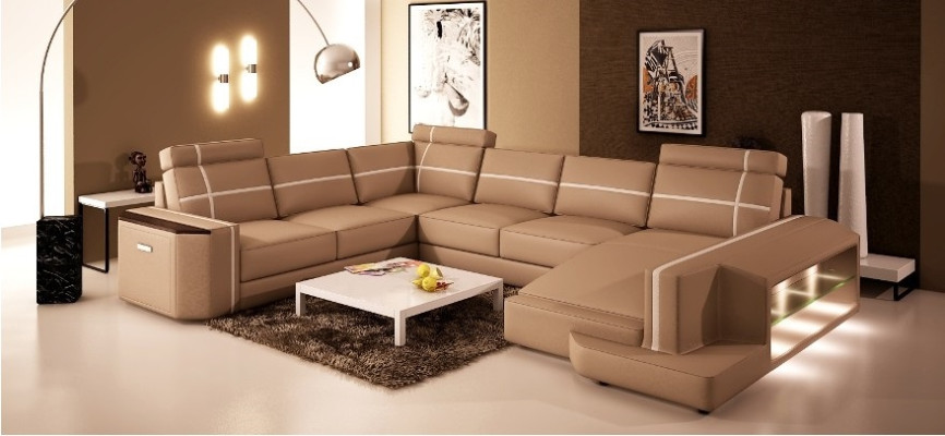 Sie unser U-förmiges Ledersofa Modern im exquisiten Designerstil