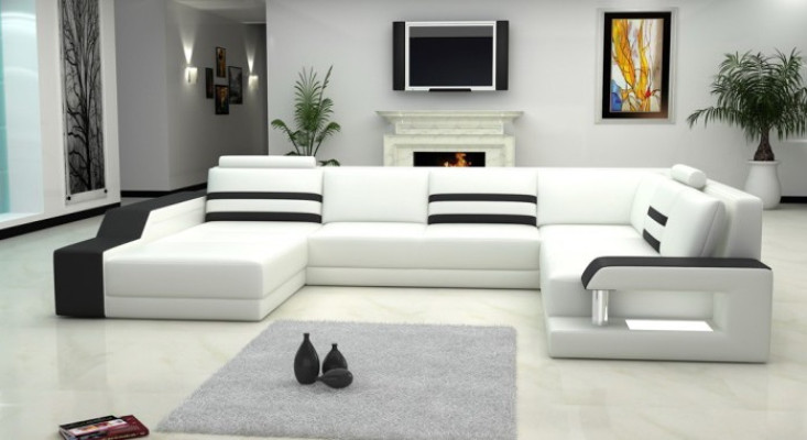 Ledersofa Sofa Couch Polster Ecksofa Big Garnitur Wohnlandschaft Sofas mit USB