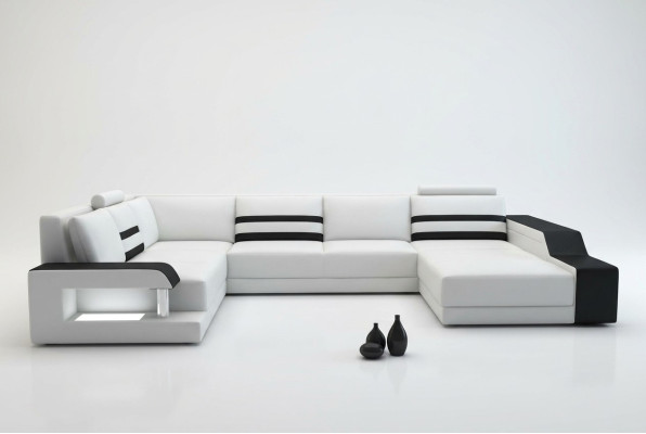 Ledersofa Sofa Couch Polster Ecksofa Big Garnitur Wohnlandschaft Sofas mit USB