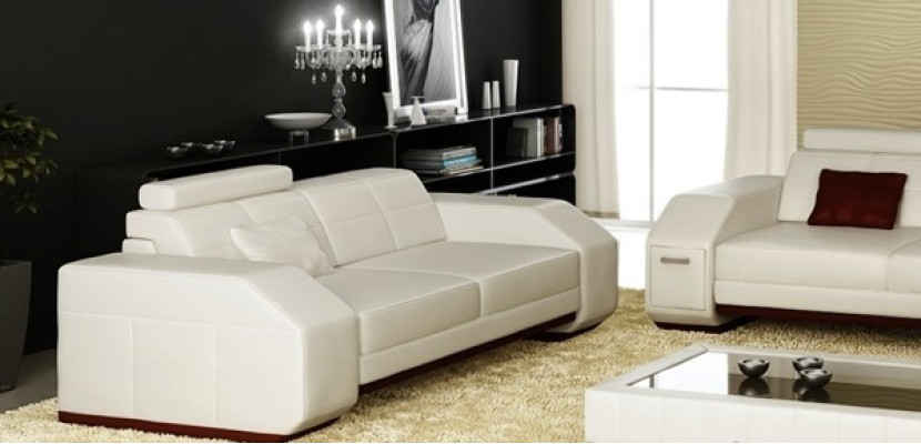 Sofagarnitur mit USB Sofa Couch Polster Sitz Garnitur 3+2+1 Wohnlandschaft Leder