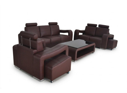 Wohn Leder Landschaft Sofa + USB Garnitur Eck Sofas Sitz Garnituren Neu Polster