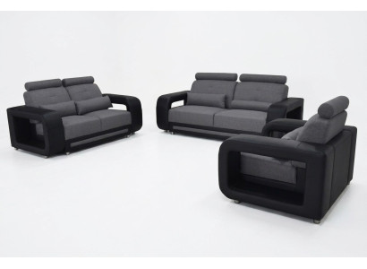 Sofa mit USB Garnitur Couch Polster Design Sitz Komplett Set Leder Stoff Neu