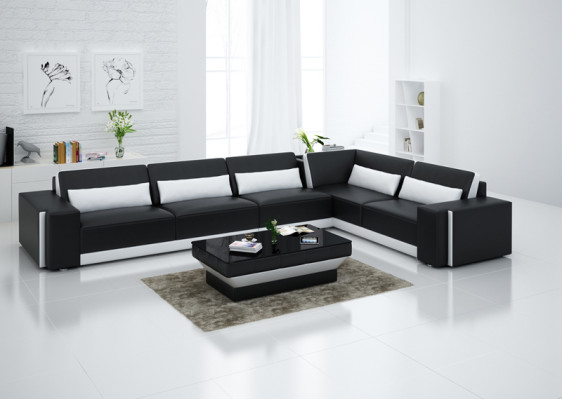 Design Ecksofa Couch Leder Multifunktion Wohnlandschaft Textil Polster