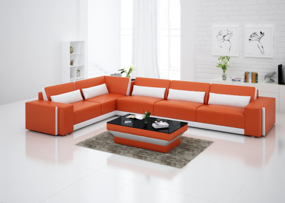 Design Ecksofa Couch Leder Multifunktion Wohnlandschaft Textil Polster