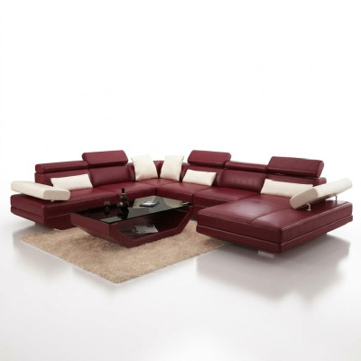 Eck Sofa mit USB Couch Wohnlandschaft Leder Couchen Polster Ecke Sitz Garnitur