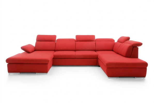 Ecksofa Wohnlandschaft Couch Polster Sofa Leder Eck Garnituren Rot