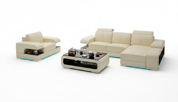 Design Ecksofa Schlafsofa Multifunktion Couch Leder Textil Polster Sofas