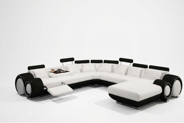 Leder Sofa Mit USB Couch XXL Wohnlandschaft Ledercouch Big Sofas Ecksofa