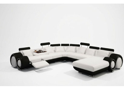 Leder Sofa Mit USB Couch XXL Wohnlandschaft Ledercouch Big Sofas Ecksofa
