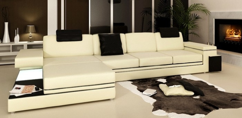 Rote Design Wohnzimmer Couch Stoff Sofa Polster Eck Textil Garnitur LED + USB