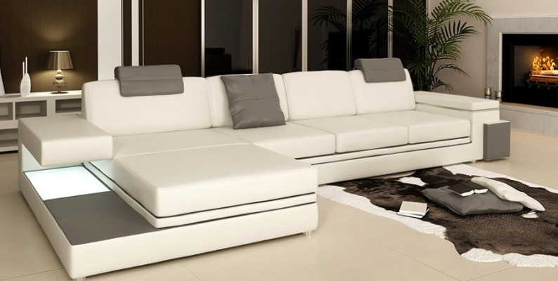 Rote Design Wohnzimmer Couch Stoff Sofa Polster Eck Textil Garnitur LED + USB