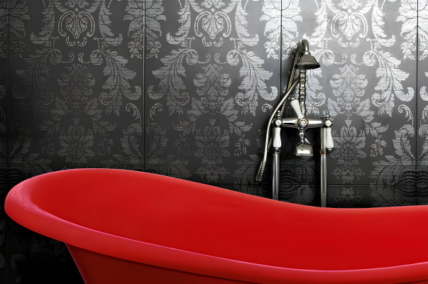Rote Designer Badewanne Freistehende Luxus Wanne in Rot Wannen Bad