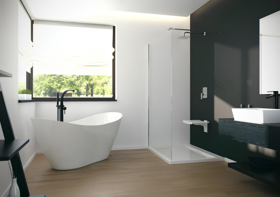 Exclusive freistehende Badewanne Acryl Wanne Dusche Bad Ablauf Design