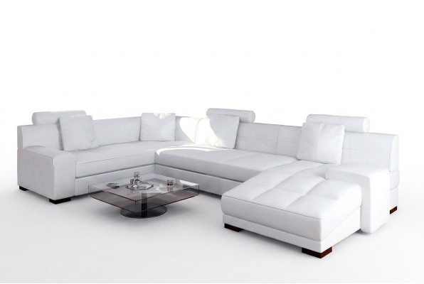 Ledersofa mit USB Wohnlandschaft Ecksofa Eck Garnitur Design Modern Sofa A1111