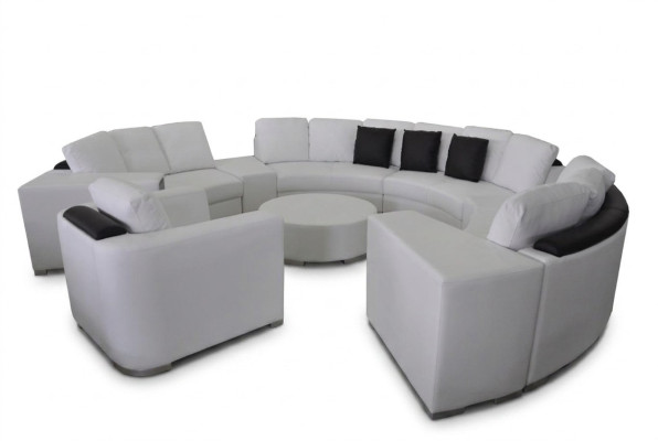 Runde Sofa Couch Polster XXL Big Rund Couchen Wohnlandschaft Sessel Puff + USB