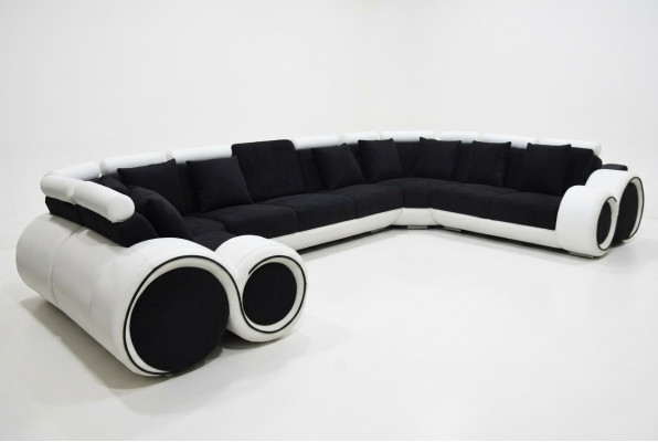 Ecke Leder Modern XXL Couch Wohnlandschaft Ledersofa Sofa U-form A1163 mit USB