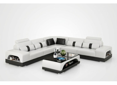 Ecksofa mit USB,Couch Sofa Wohnlandschaft Sitz Eck Garnitur Leder Textil Sandber