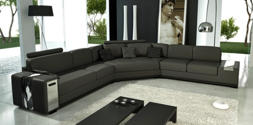 Ledersofa Ecksofa Sofa mit USB Polster Designer Eckgarnitur Wohnlandschaft LimaS
