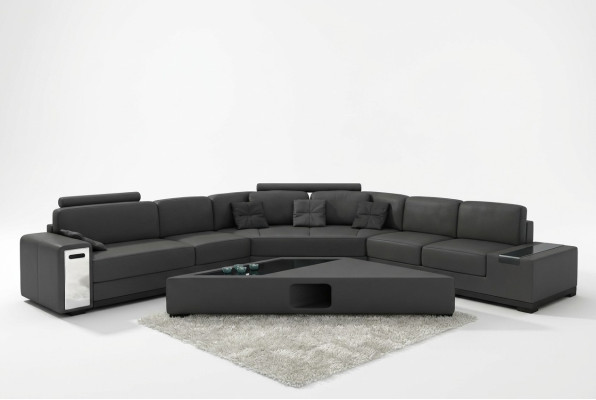 Ledersofa Ecksofa Sofa mit USB Polster Designer Eckgarnitur Wohnlandschaft LimaS
