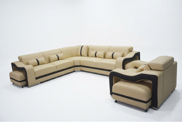 Sie den Modern Luxus Leder U-förmiges Ecksofa für Ihr Wohnzimmer