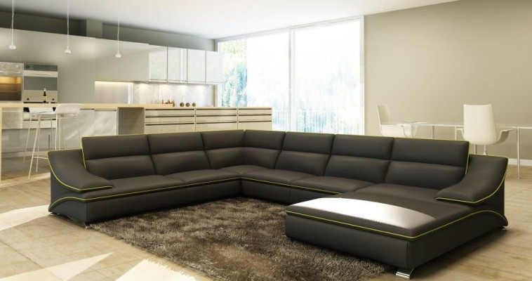 Ecksofa mit USB Ledersofa Wohnlandschaft Couch Sitz Eck Garnitur U Form EltmannG