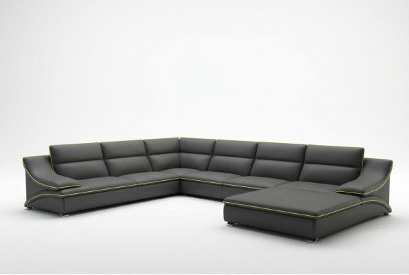 Ecksofa mit USB Ledersofa Wohnlandschaft Couch Sitz Eck Garnitur U Form EltmannG